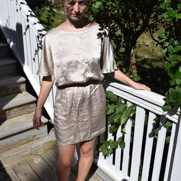 Bill Hallman champagne colored silk dress - Picture 4 of 6